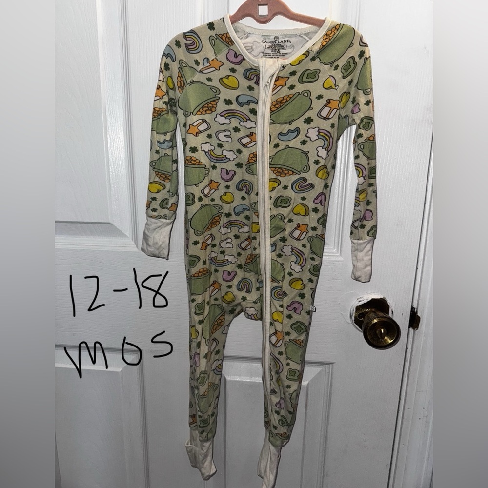 Caden Lane Lucky Clover Convertible Zip Romper